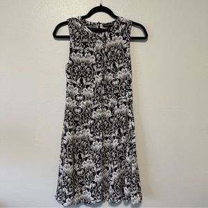 Banana Republic a-line dress, black white flowers, size 4